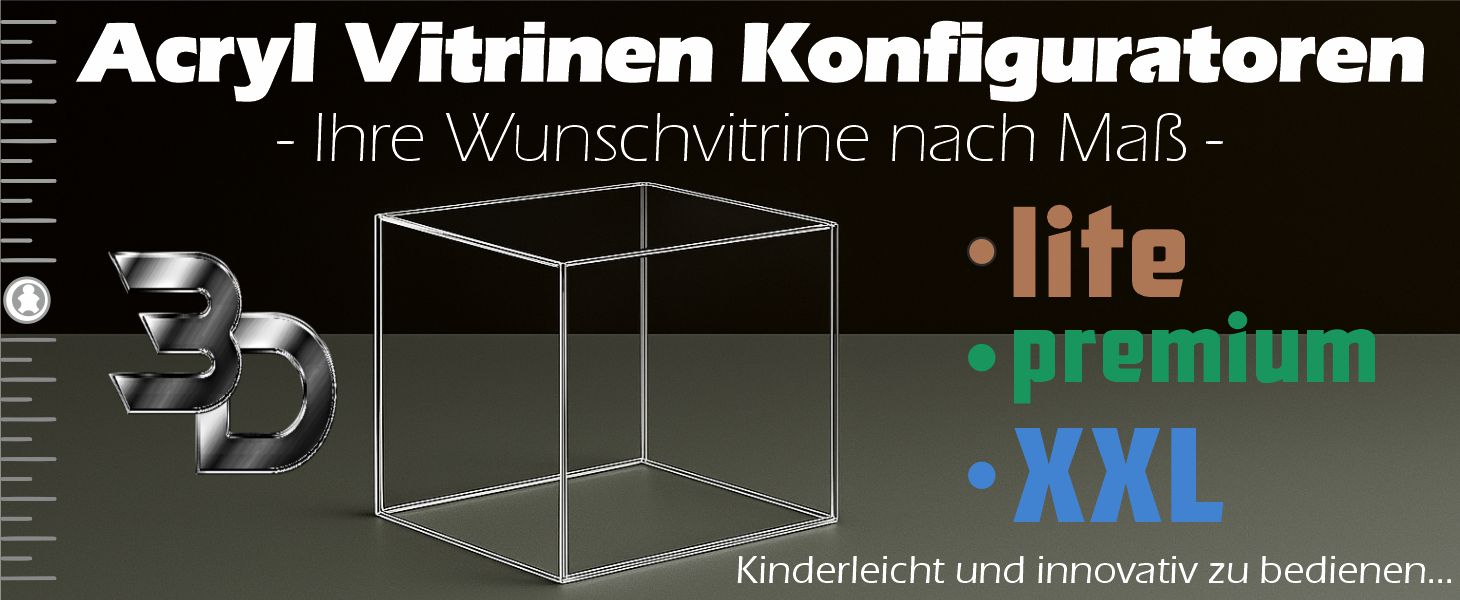 Acryl Vitrine nach Maß 3D Konfigurator